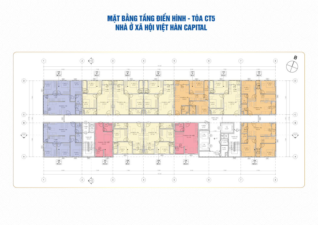 Mặt bằng tầng điển hình tòa CT05 NOXH Việt Hàn Capital