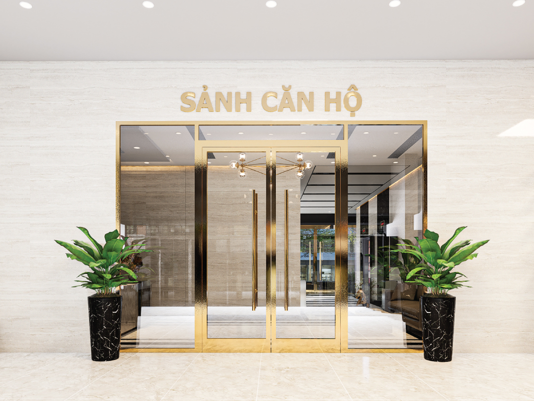 Sảnh thang máy và khu đón tiếp chung cư NOXH Việt Hàn Capital