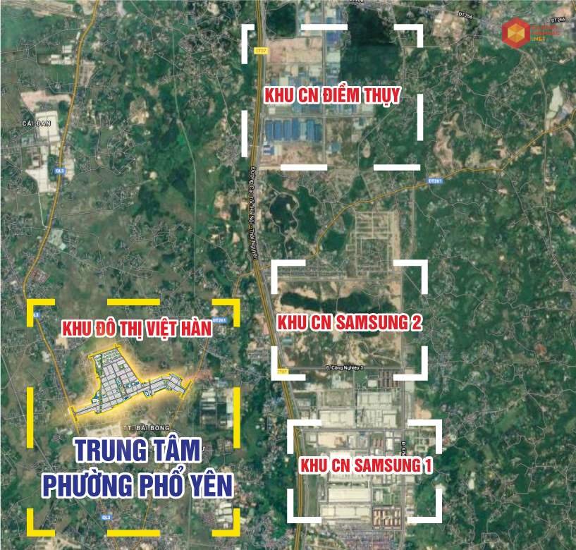 Bản đồ vị trí NOXH Việt Hàn Capital trong Khu đô thị Việt Hàn, Phổ Yên, Thái Nguyên
