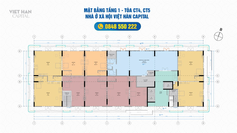 mặt bằng tầng 1 nhà ở xã hội Việt Hàn Capital