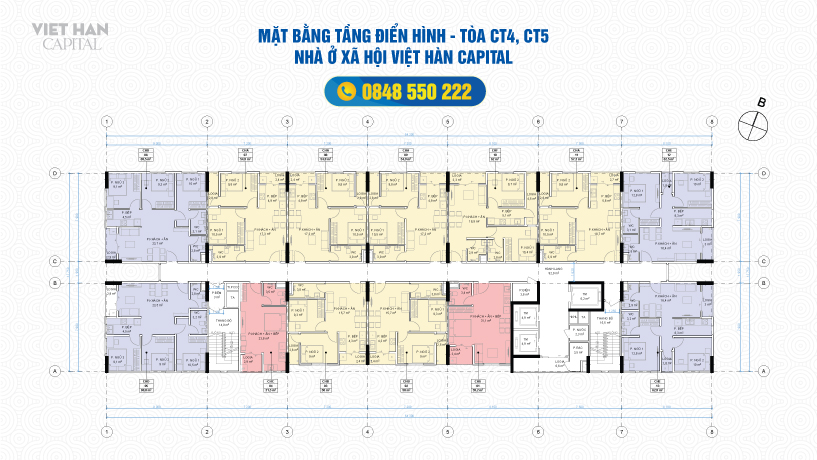 mặt bằng tầng điển hình nhà ở xã hội Việt hàn Capital