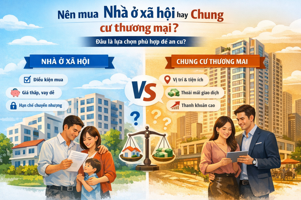 Nên mua nhà ở xã hội hay chung cư thương mại