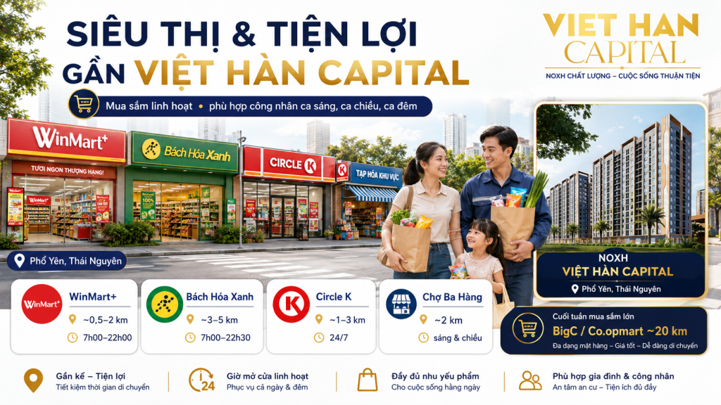 Siêu thị Tiện lợi gần NOXH Việt Hàn Capital Phổ Yên Siêu thị Tiện lợi gần NOXH Việt Hàn Capital Phổ Yên