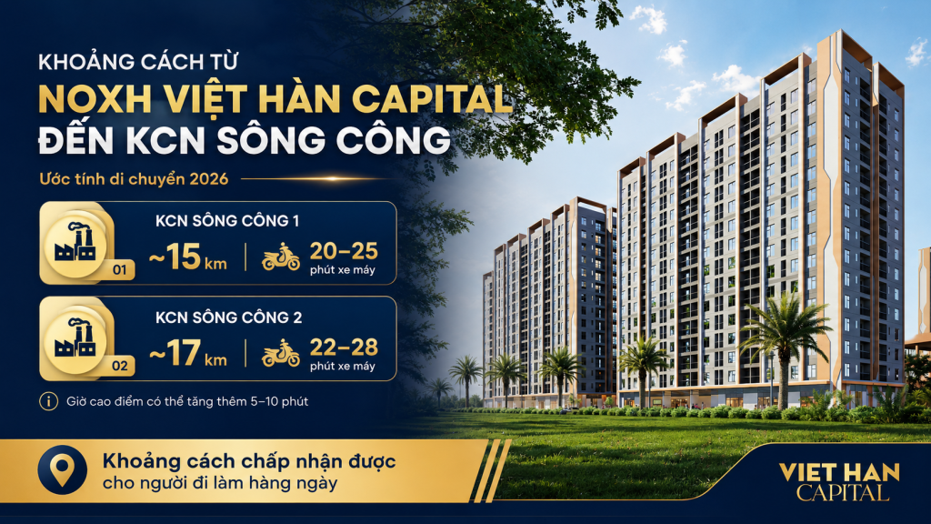 Khoảng Cách Từ NOXH Việt Hàn Capital Đến KCN Sông Công Khoảng Cách Từ NOXH Việt Hàn Capital Đến KCN Sông Công
