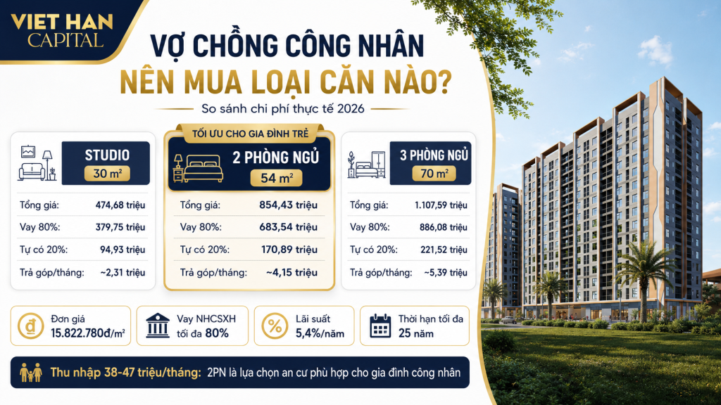 Vợ chồng công nhân nên mua loại căn hộ nào ở Việt Hàn Capital Vợ chồng công nhân nên mua loại căn hộ nào ở Việt Hàn Capital