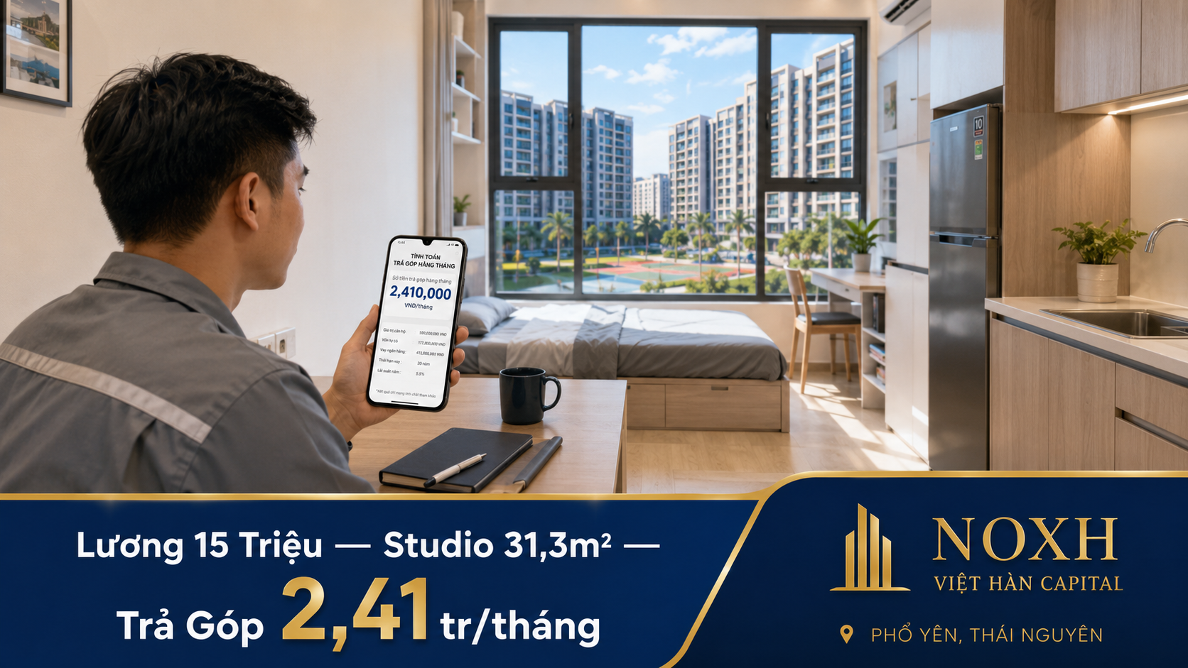 Người độc thân lương 15 triệu/tháng tính trả góp NOXH Việt Hàn Capital