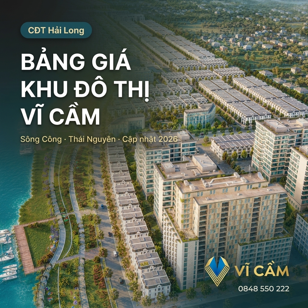 bảng giá khu đô thị Vĩ Cầm Sông Công Thái Nguyên 2026