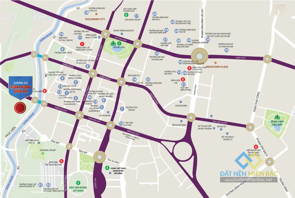 Vị trí chung cư Xuân Phương Quốc Hội Nam Từ Liêm