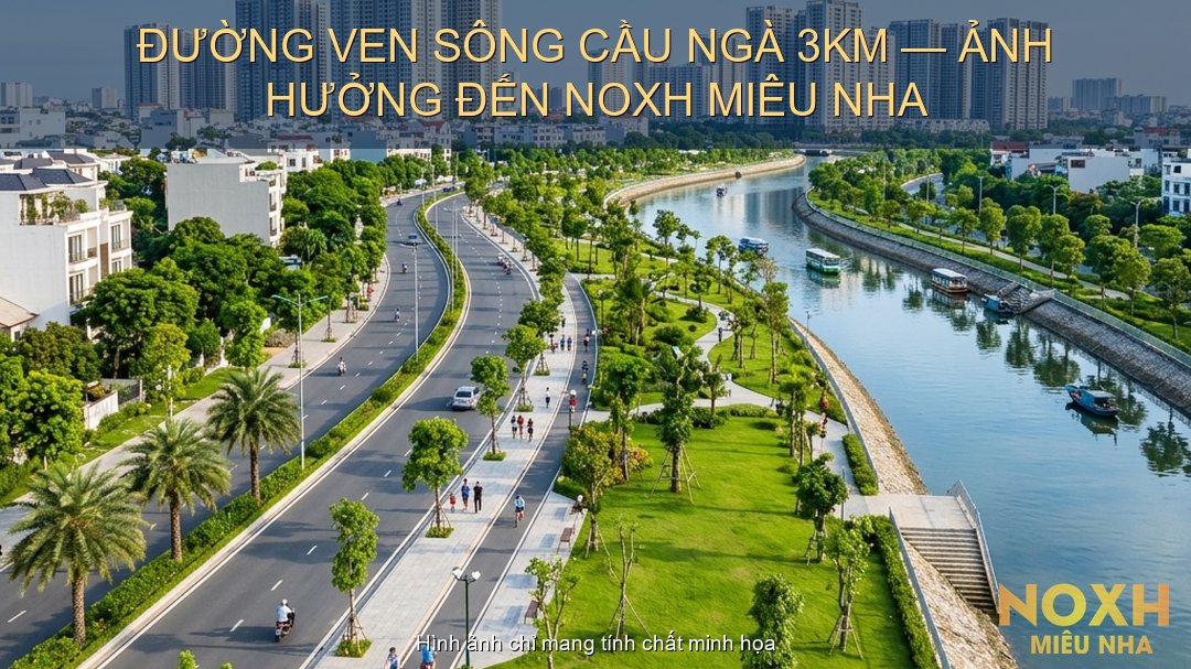 Đường ven sông Cầu Ngà dự án nhà ở xã hội Miêu Nha Xuân Phương