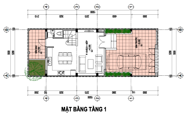Mặt bằng liền kề - Tầng 1
