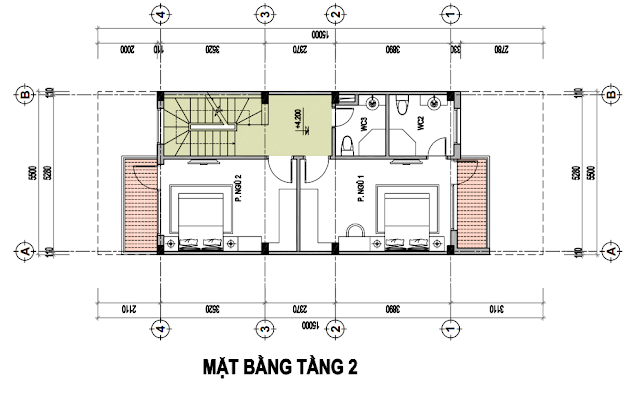 Mặt bằng liền kề - Tầng 2