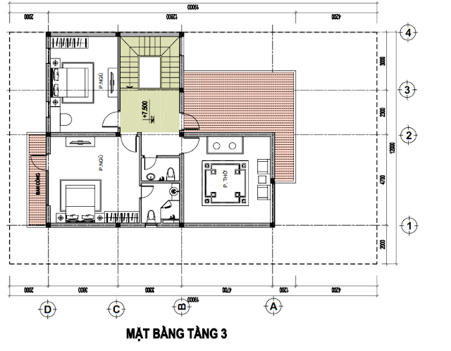 Mặt bằng biệt thự đơn lập - Tầng 3
