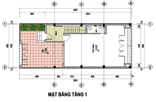 Mặt bằng biệt thự song lập - Tầng 1