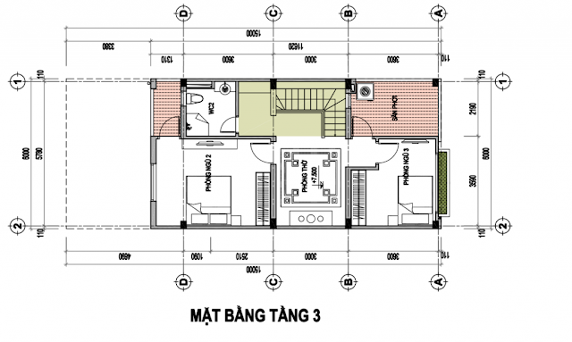 Mặt bằng biệt thự song lập - Tầng 3