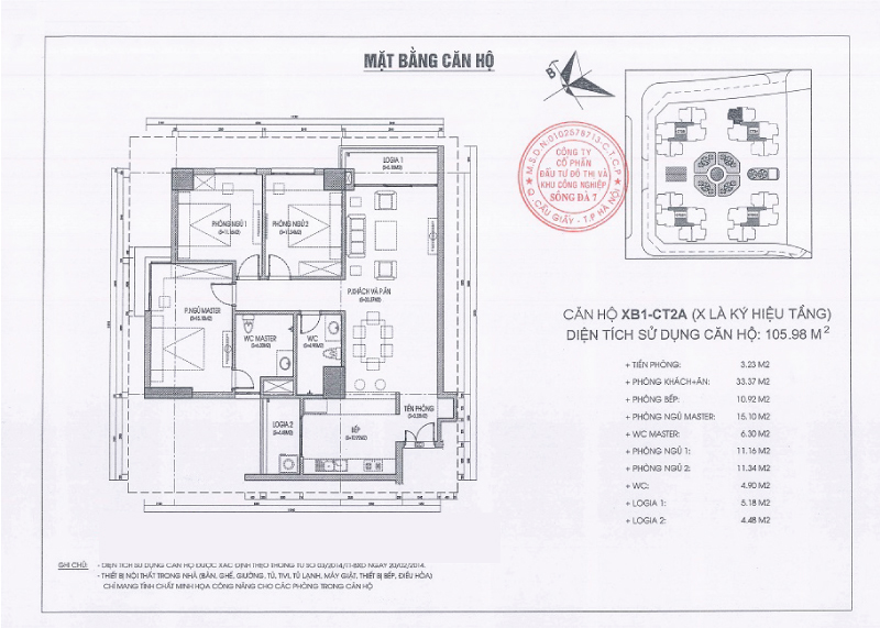 Mặt bằng căn hộ B1 tòa CT2A chung cư Xuân Phương Quốc Hội