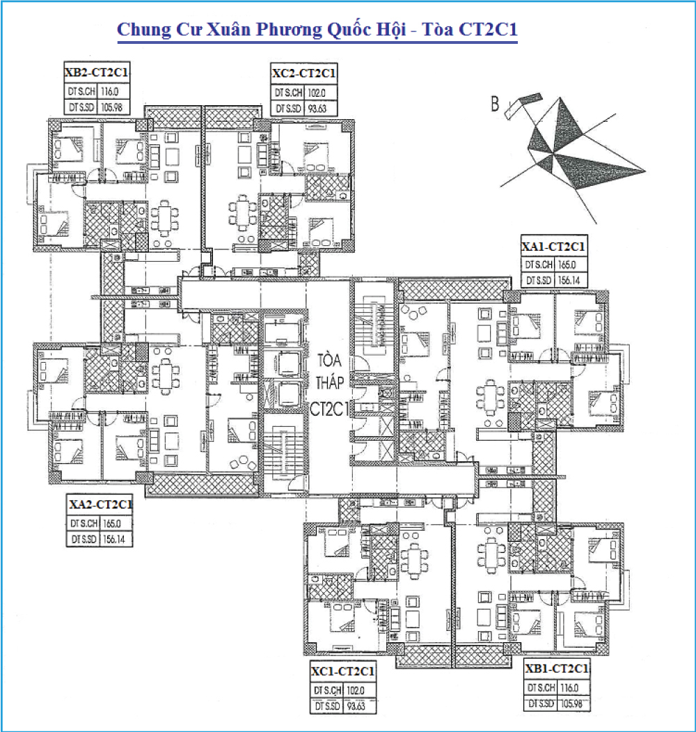 Mặt bằng tòa CT2C1 chung cư Xuân Phương Quốc Hội
