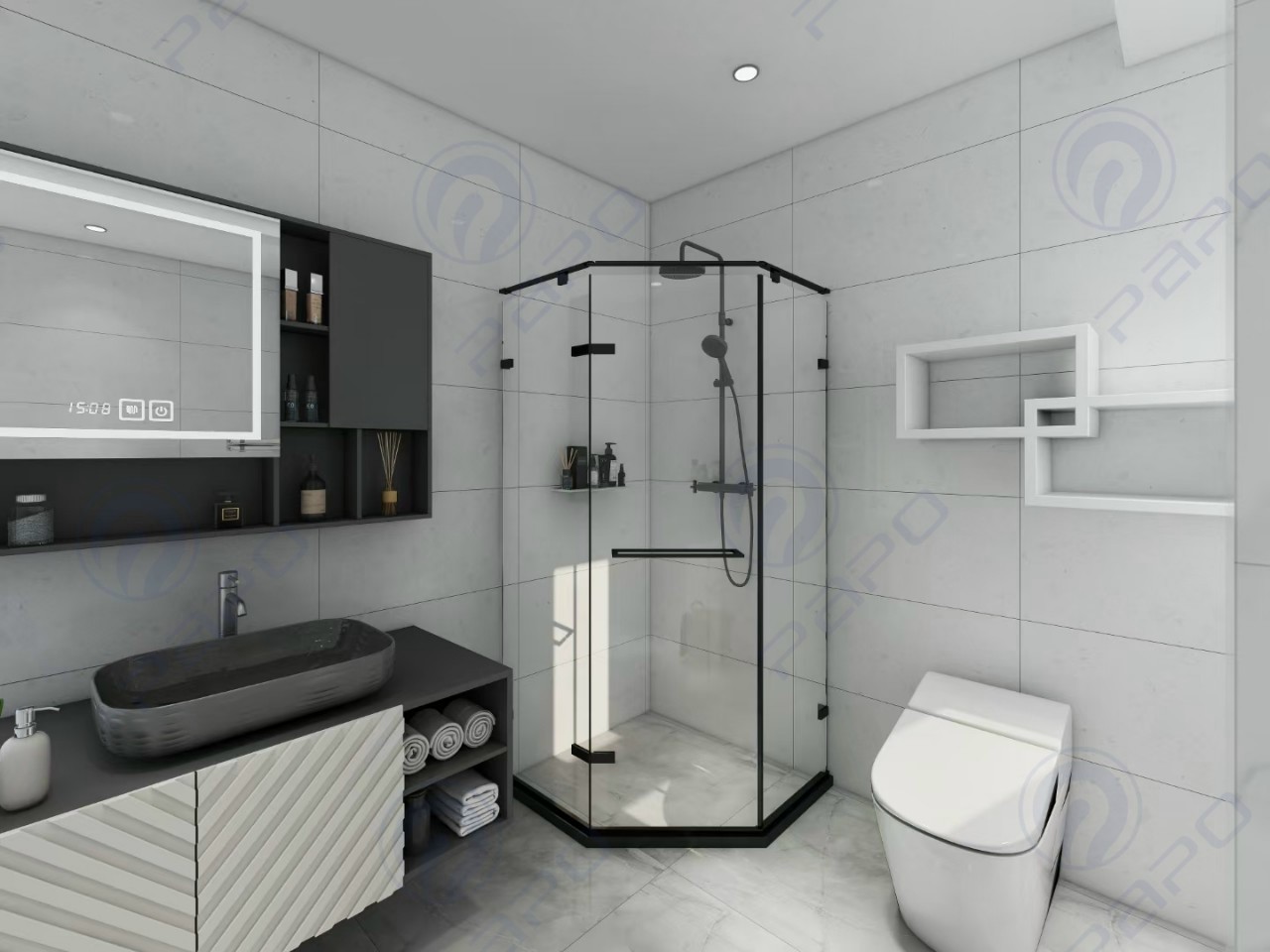 Phòng tắm kính cường lực tại Long Biên — Nam Phong Glass