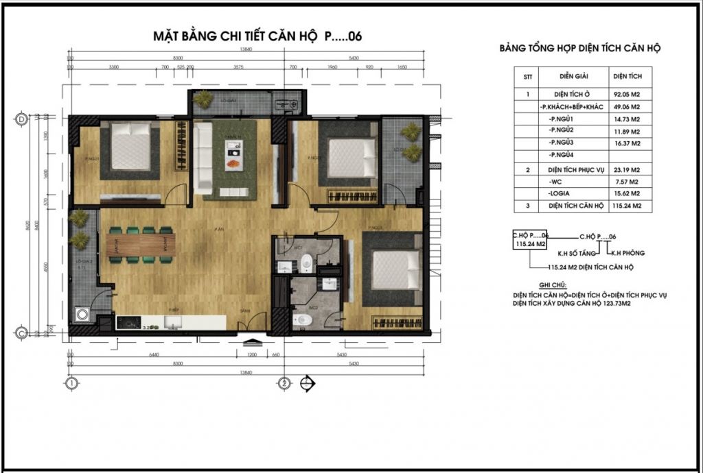 thiet ke can goc 4 phong ngu 134m2 ct5 ct6 le duc tho