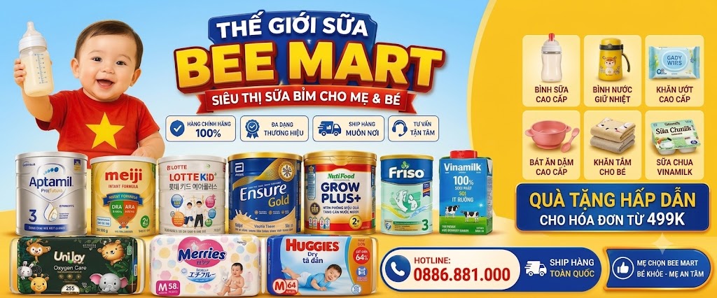 Banner Thế Giới Sữa Bee Mart Hạ Hòa Phú Thọ - Siêu Thị Sữa Bỉm Cho Mẹ và Bé