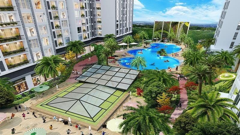 Bể bơi nội khu hiện đại phục vụ cư dân Hateco Apollo