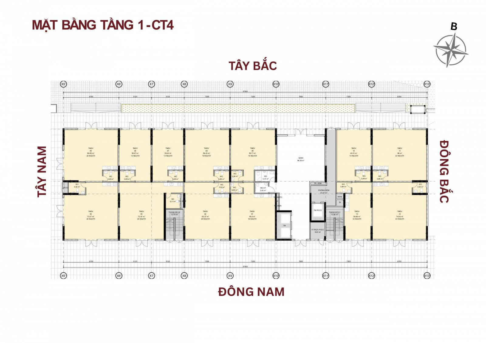 Mặt bằng Tầng 1 Tòa CT4 NOXH An Phú Phổ Yên
