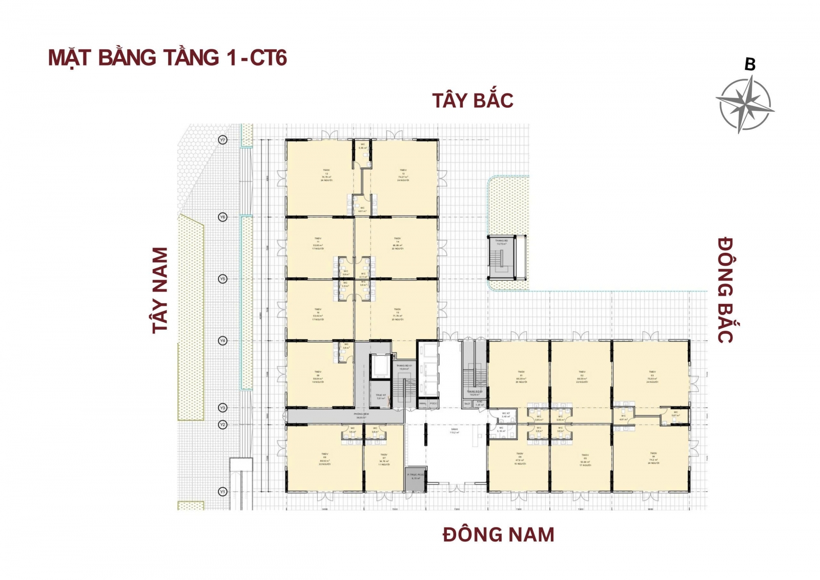 Mặt bằng Tầng 1 Tòa CT6 NOXH An Phú Phổ Yên
