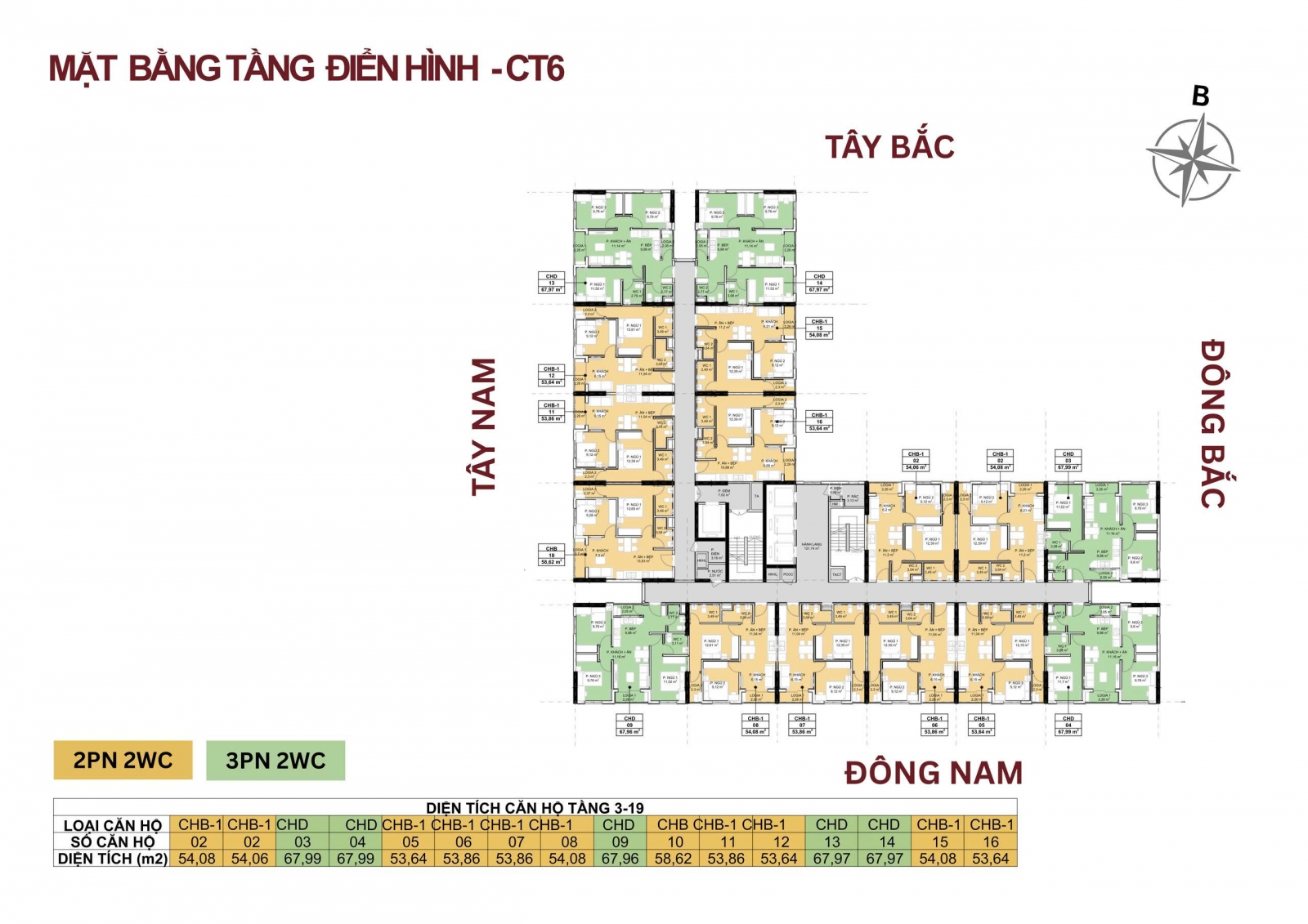 Mặt bằng Tầng điển hình Tòa CT6 NOXH An Phú Phổ Yên