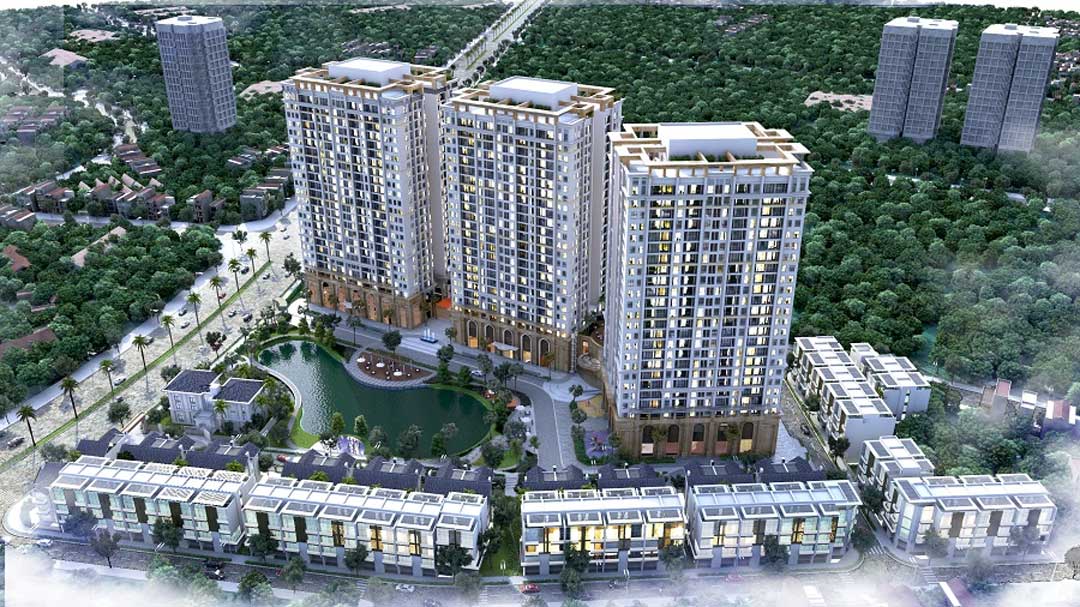 Phối cảnh tổng thể chung cư Hateco Apollo Xuân Phương
