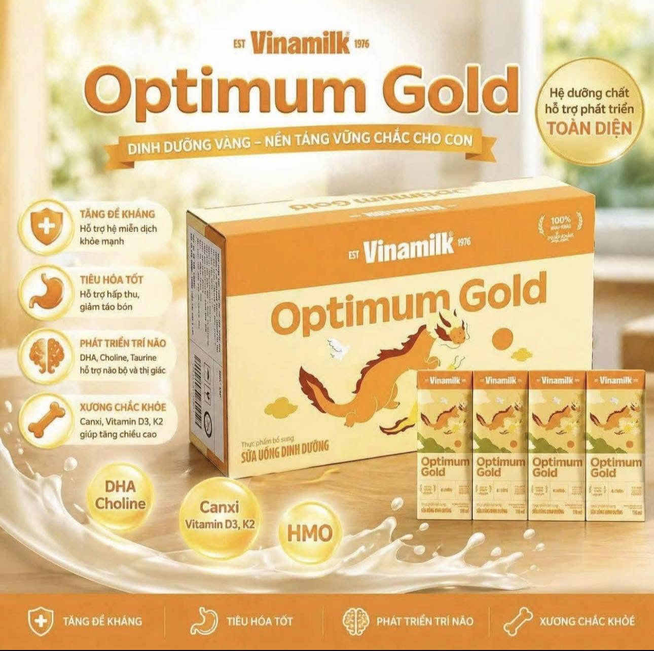 Sữa dinh dưỡng Optimum Gold Vinamilk chính hãng tại Bee Mart Hạ Hòa