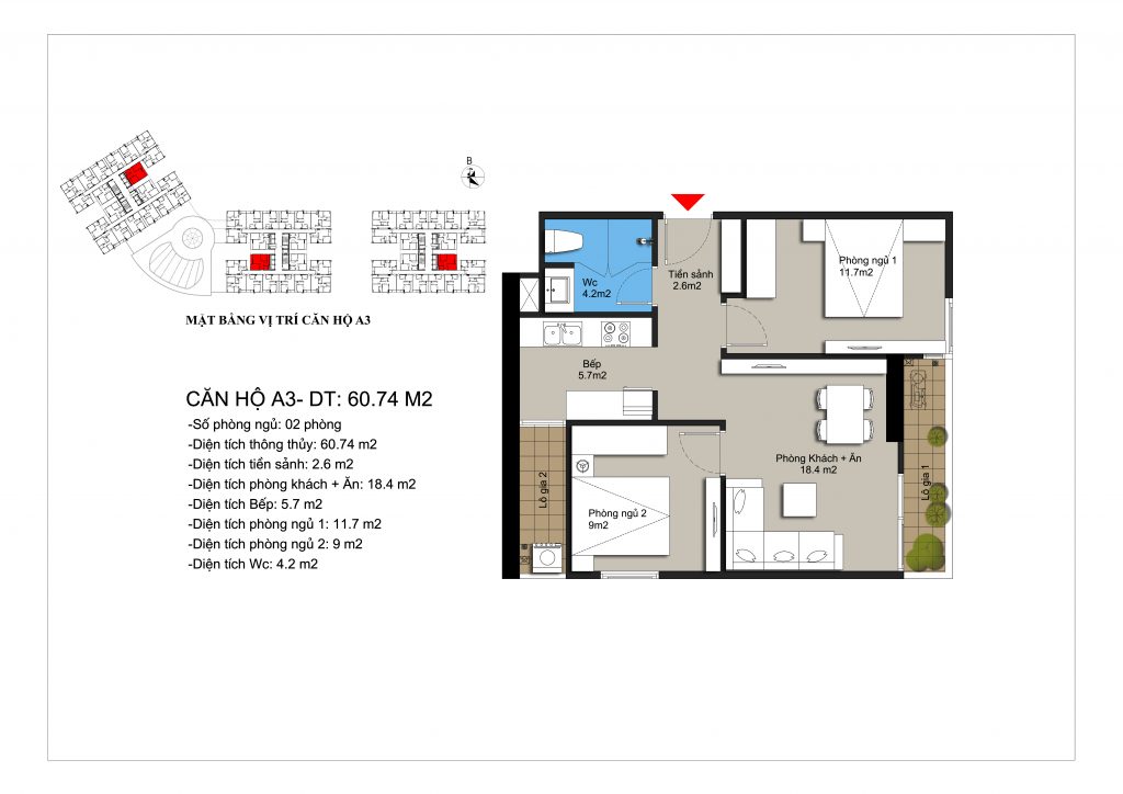 Thiết kế căn hộ mẫu A3 Hateco Apollo Xuân Phương