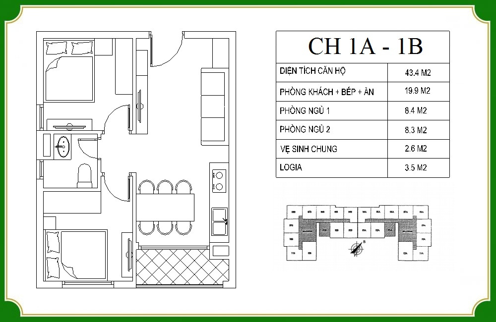 Thiết kế căn hộ CH 1A-1B NT Home