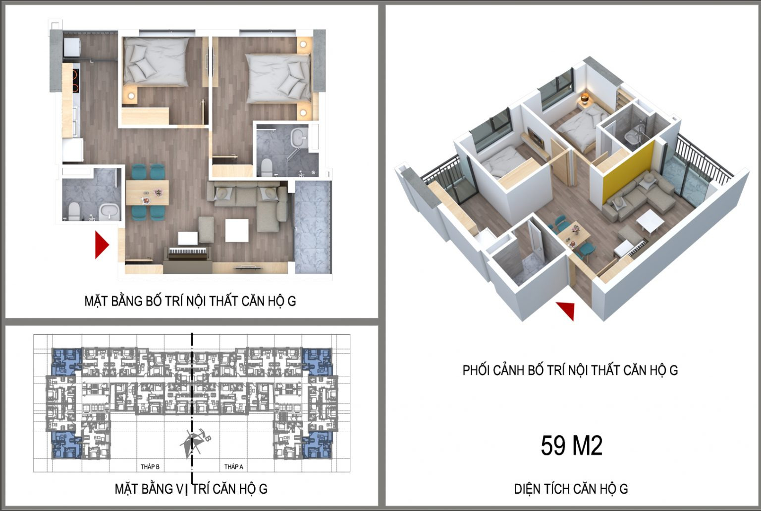 Căn hộ loại G 77,1m2 NT Home