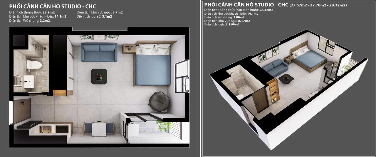 Thiết kế Căn hộ Studio NOXH An Phú Phổ Yên