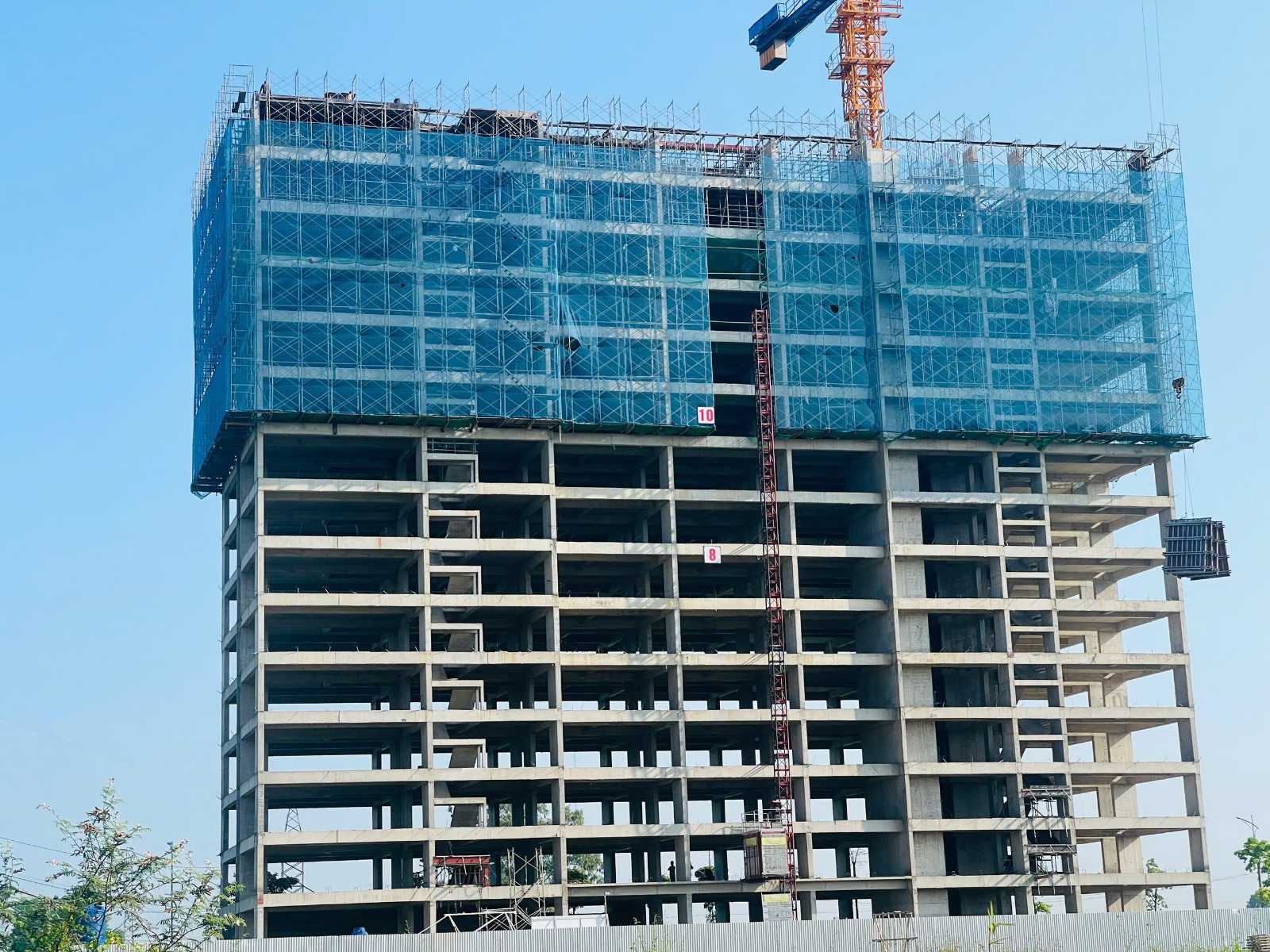 Toàn cảnh tòa CT5 hoàn thành phần thô tầng 15 NOXH Việt Hàn Capital