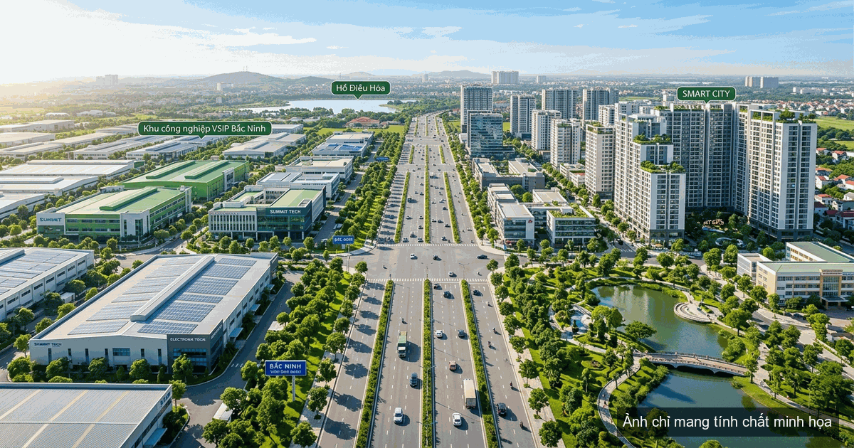 Toàn cảnh đô thị thông minh và cụm khu công nghiệp trọng điểm tại thành phố trực thuộc Trung ương Bắc Ninh