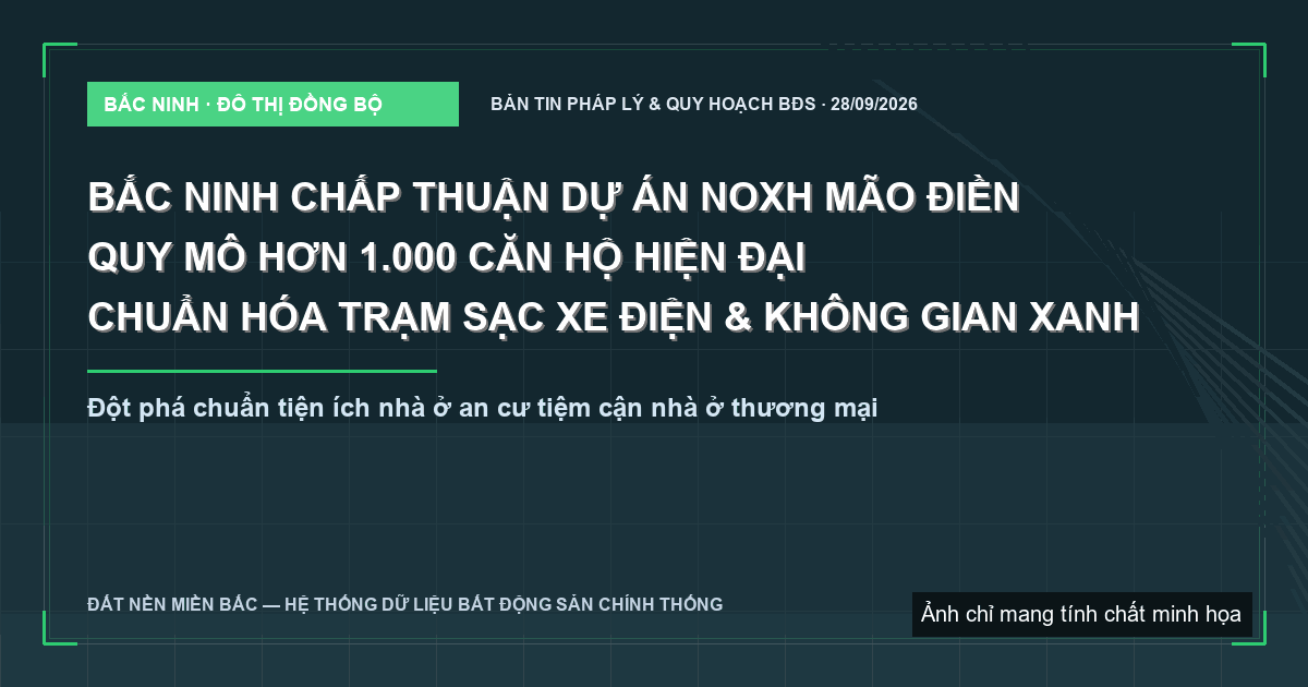 Bắc Ninh chấp thuận chủ trương đầu tư dự án nhà ở xã hội Mão Điền quy mô hơn 1.000 căn hộ chuẩn hóa trạm sạc xe điện