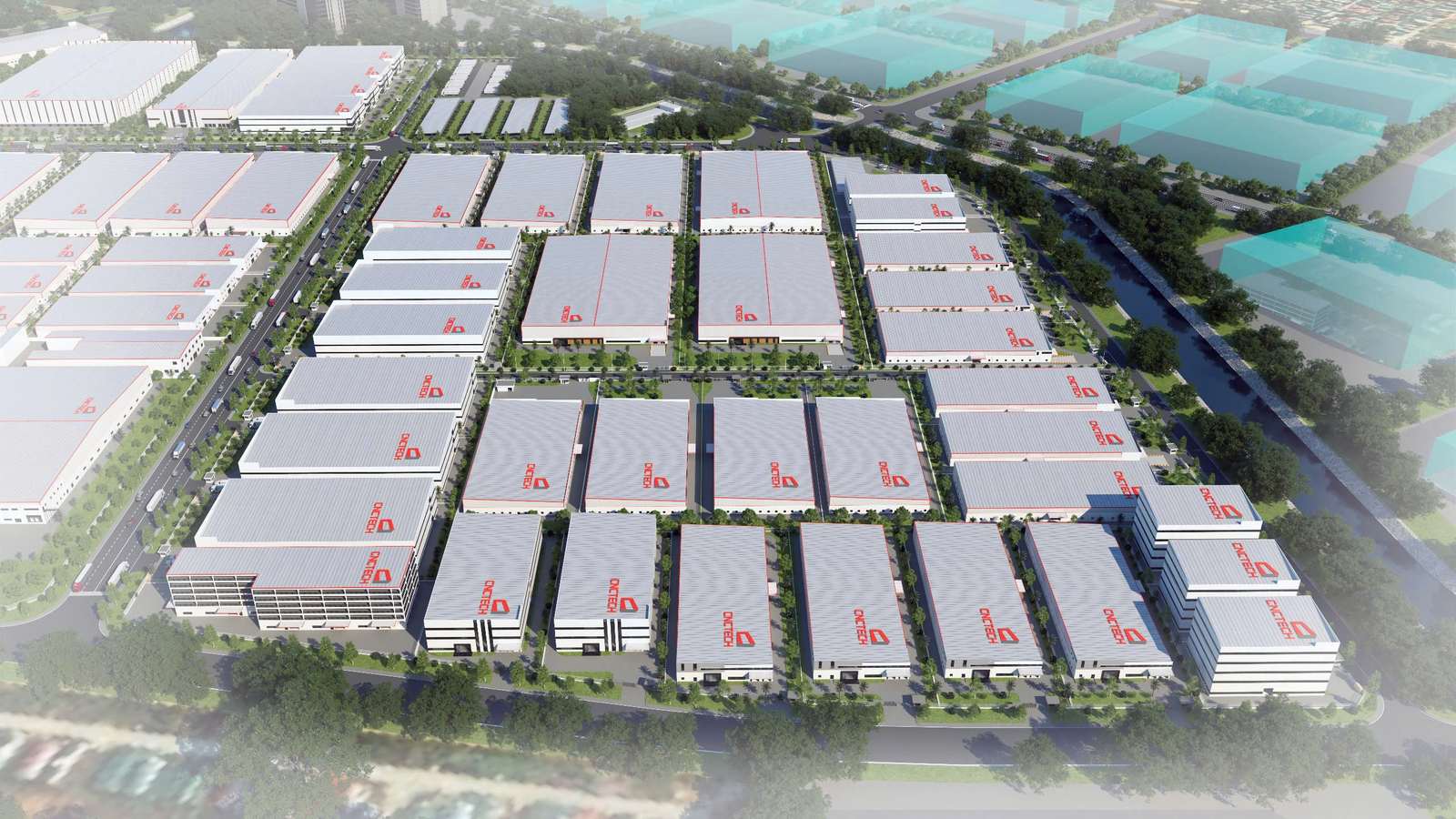 Khuôn viên cây xanh và cảnh quan bảo vệ môi trường tại KCN Bá Thiện