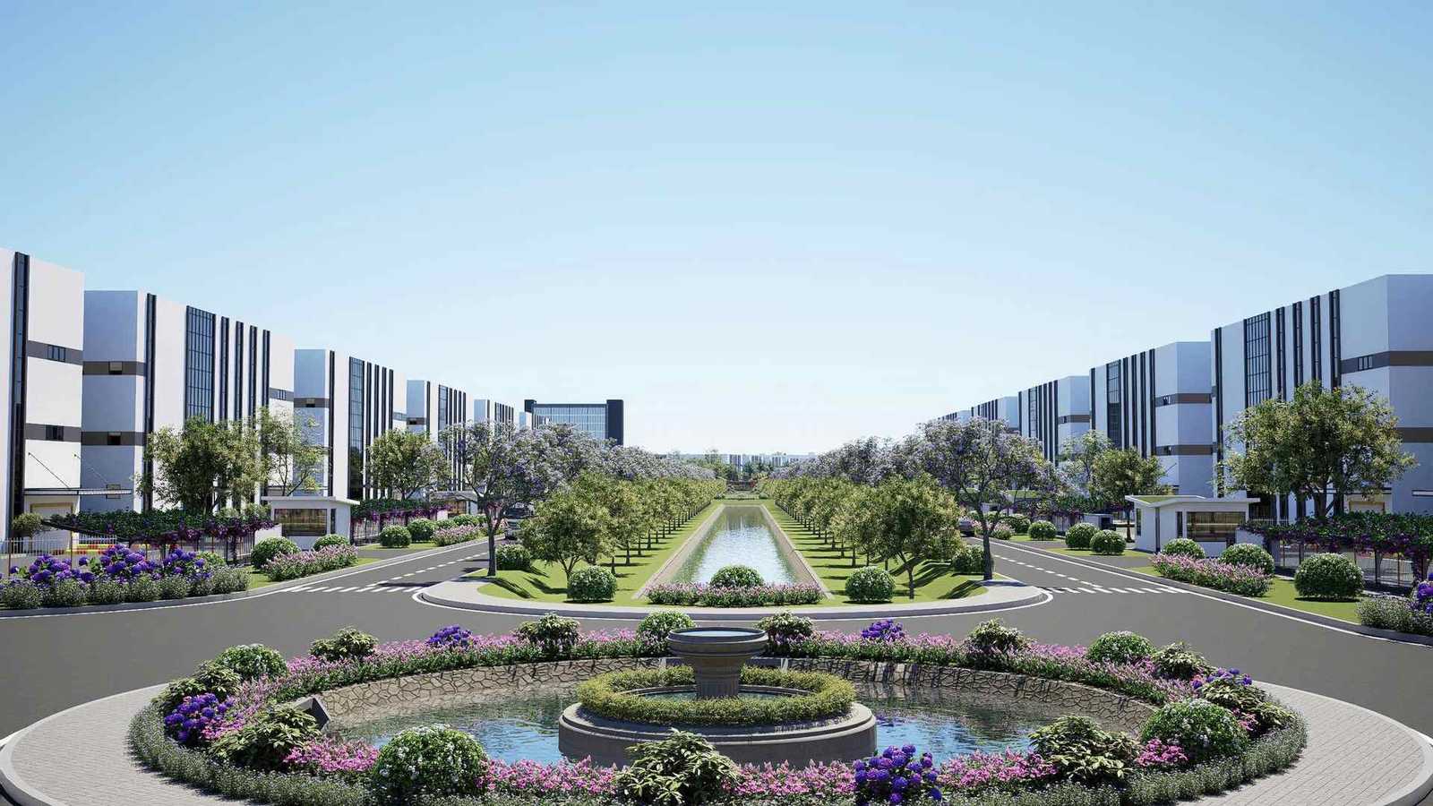 Mặt đứng kiến trúc nhà máy công nghiệp KCN Nam Bình Xuyên