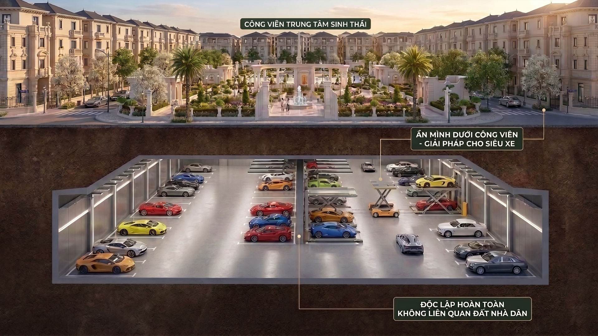 Bãi đỗ xe ngầm thông minh tại The President Park Mễ Trì