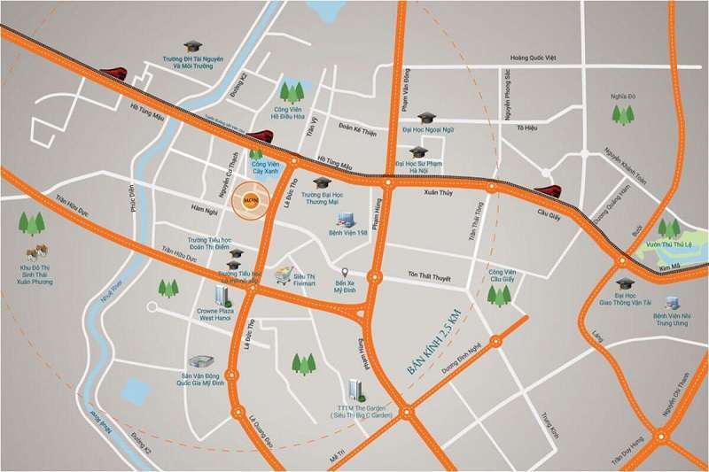 Bản đồ vị trí kết nối khu vực Mỹ Đình của dự án HD Mon City