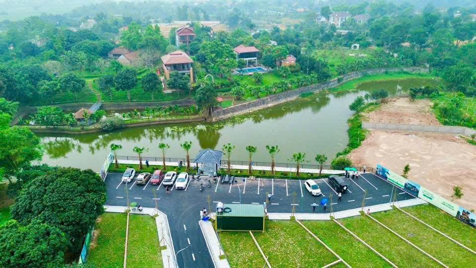 Ảnh flycam thực tế khu đất phân lô Đồng Trạng tại Hòa Lạc