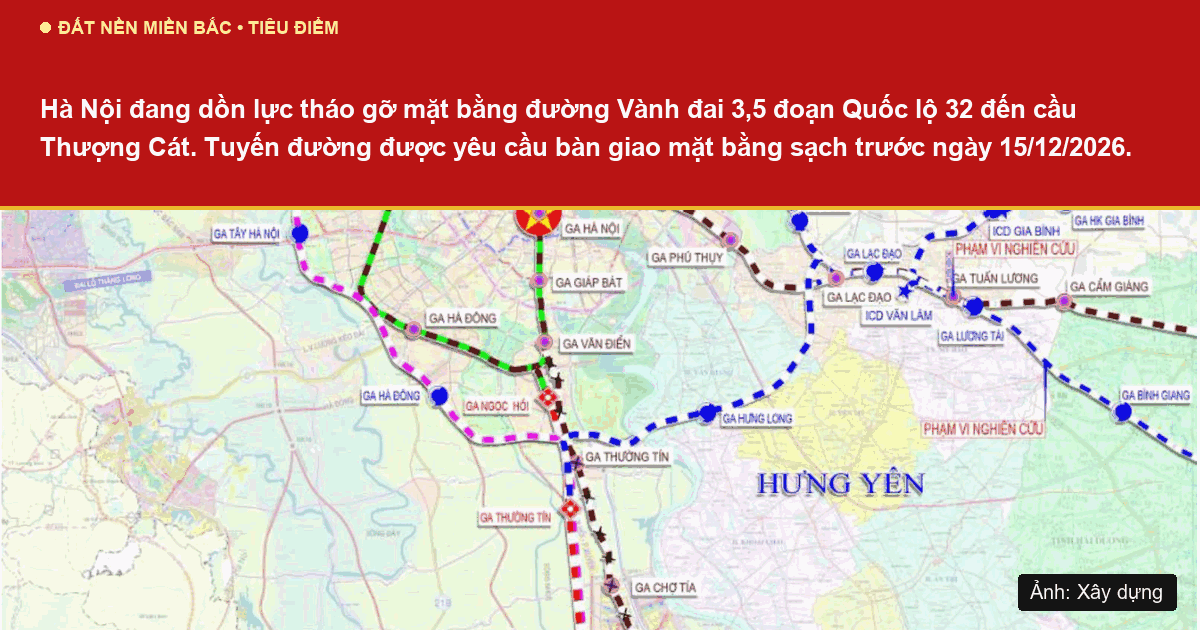 Công tác giải phóng mặt bằng đường Vành đai 3,5 Hà Nội năm 2026