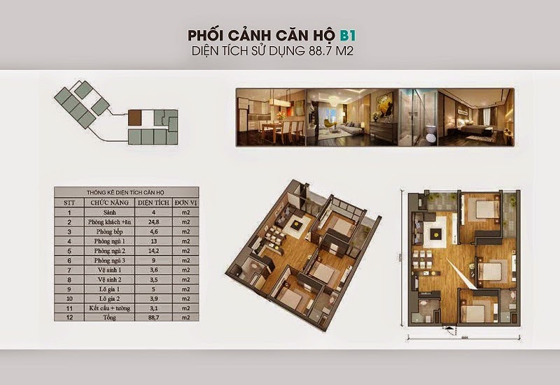 Căn B1 88.7m2 The Garden Hill