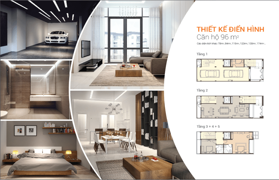Thiết kế kiến trúc mặt đứng và mặt cắt nhà liền kề HD Mon City