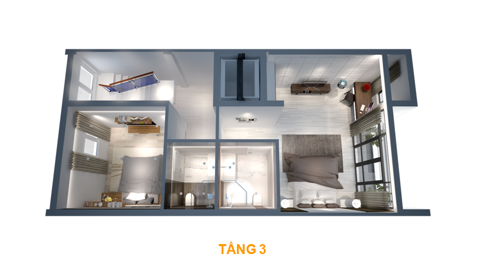 Thiết kế mặt bằng công năng tầng 3 Shophouse liền kề HD Mon City
