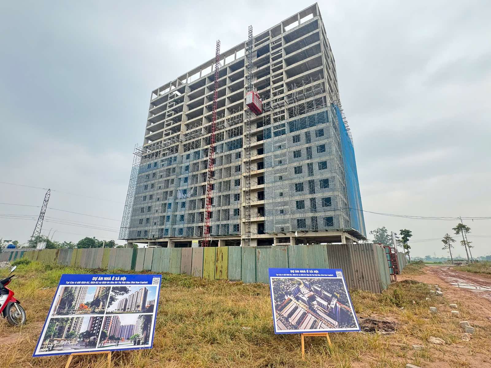 Toàn cảnh thi công xây tường bao tầng 9 tòa CT5 NOXH Việt Hàn Capital ngày 27/10/2026